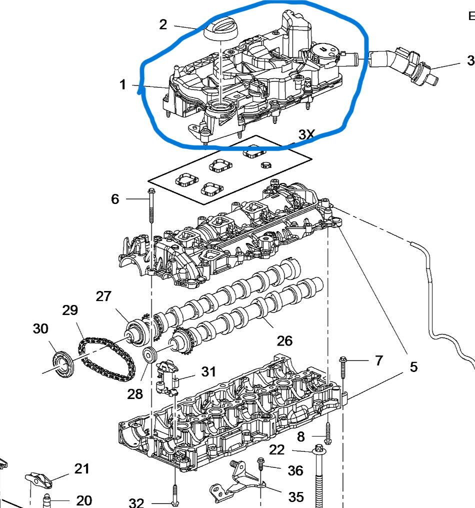 Original Citroën Peugeot 1.5 Diesel Upper Rocker Cover New PSA Part 9827622780