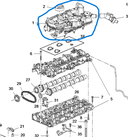 Original Citroën Peugeot 1.5 Diesel Upper Rocker Cover New PSA Part 9827622780