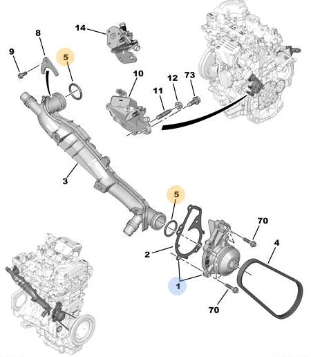 Vauxhall Citroen Peugeot DS Coolant Pipe 'O' Ring 1.2 Petrol New Part 9801727580